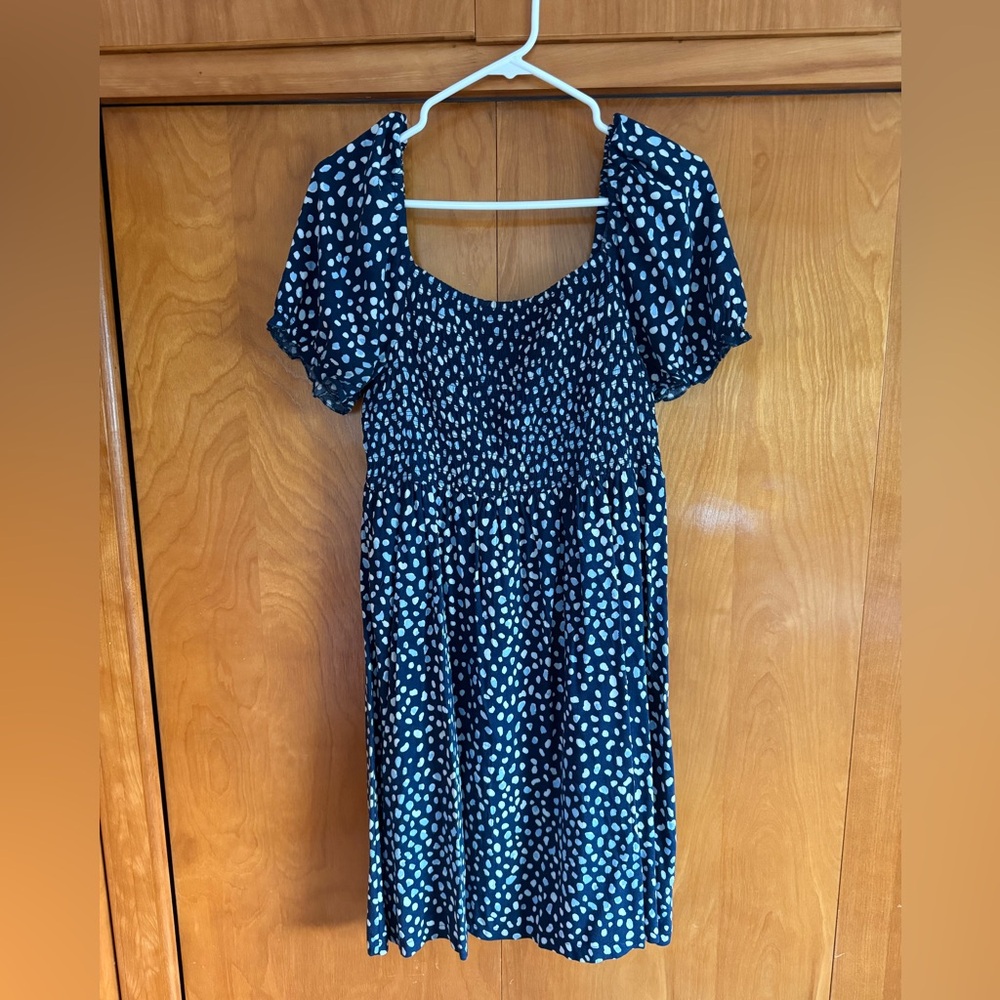 Roxy Navy Blue Mini Dress with White Spot Print